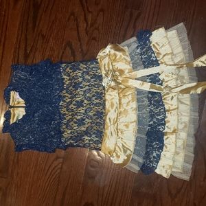 Navy Gold ruffle holiday dress 7